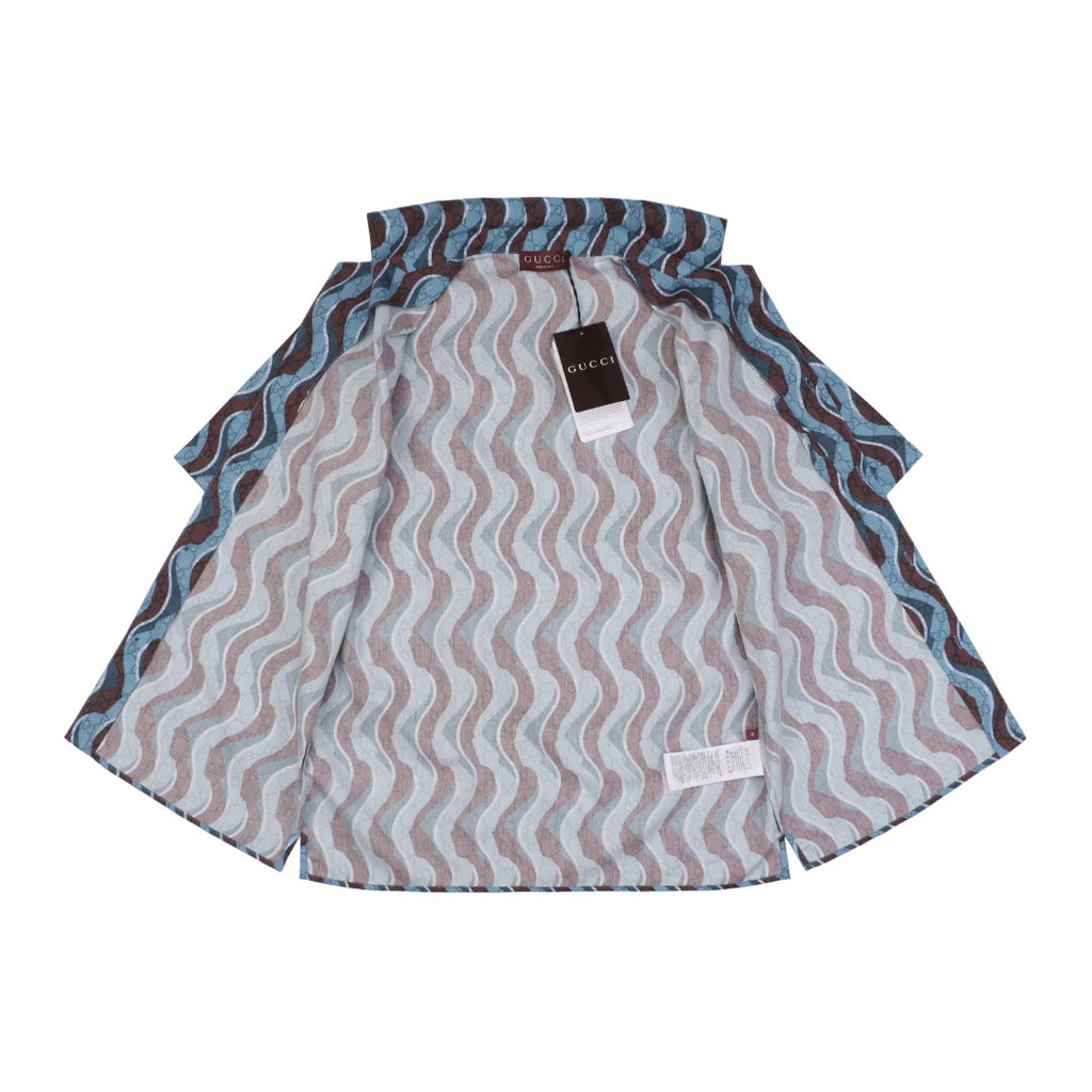 Gucci 25SS Serpentine Wave Stripe Allover Print Short Sleeve Shirt