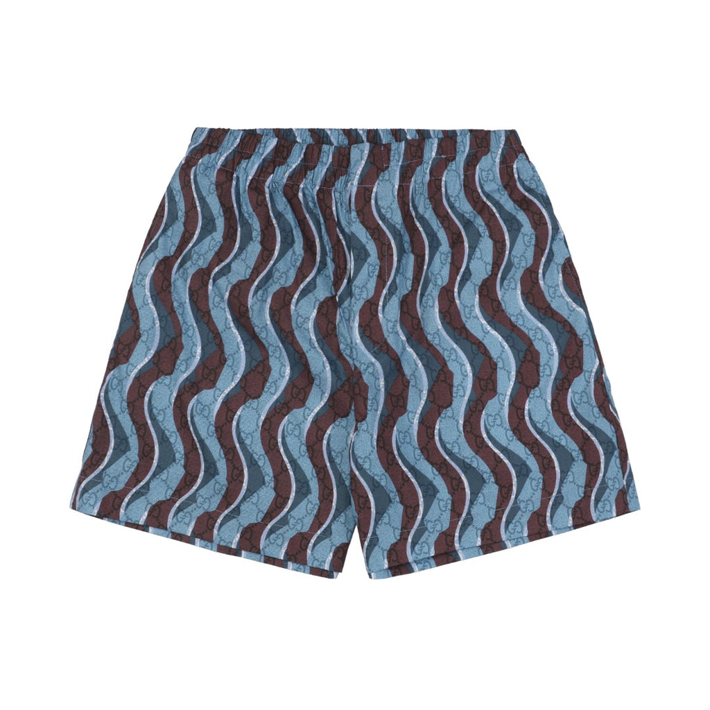 Gucci 25SS Serpentine Wave Stripe Allover Print Shorts