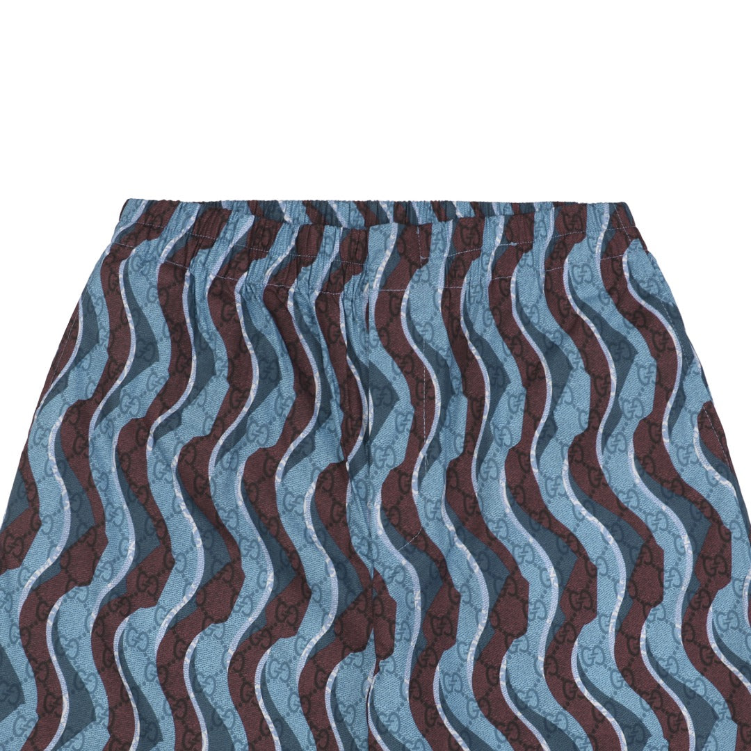 Gucci 25SS Serpentine Wave Stripe Allover Print Shorts