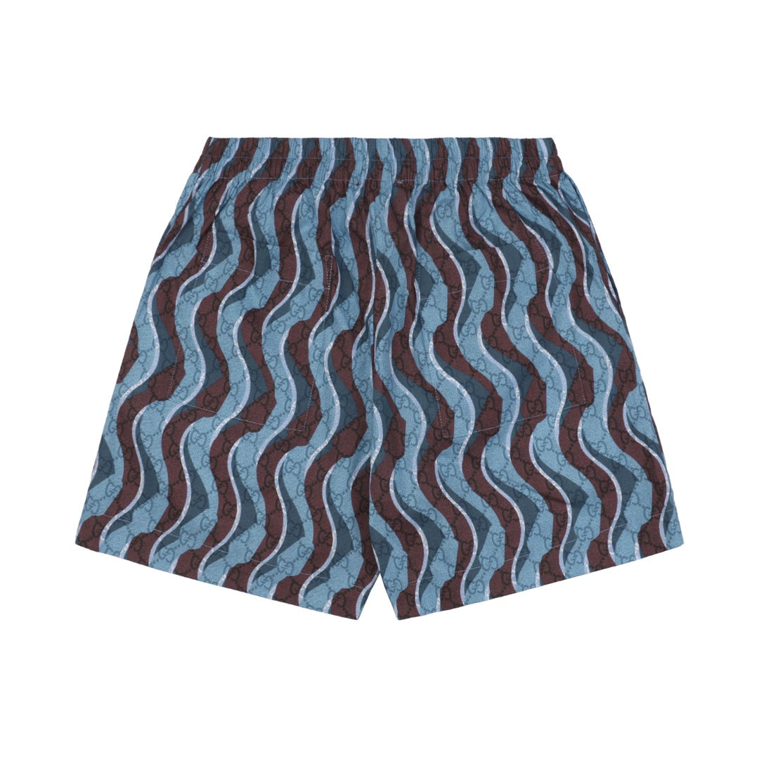 Gucci 25SS Serpentine Wave Stripe Allover Print Shorts