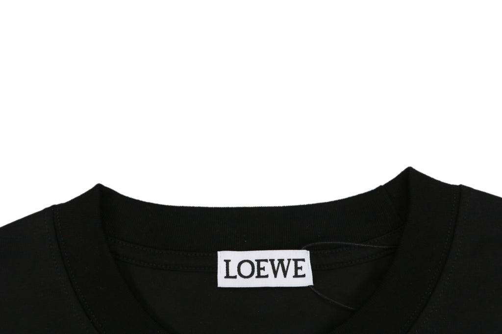 Loewe Anagram Pocket Colorblock Floral Logo Embroidered Short Sleeve Tee — Black Purple