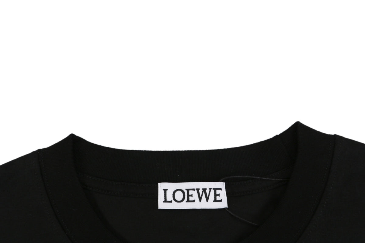 Loewe Anagram Pocket Colorblock Floral Logo Embroidered Short Sleeve Tee — Black Purple