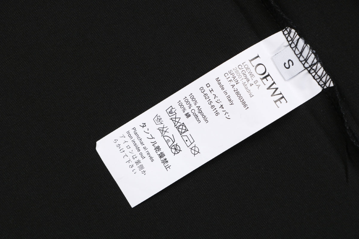 Loewe Anagram Pocket Colorblock Floral Logo Embroidered Short Sleeve Tee — Black Purple