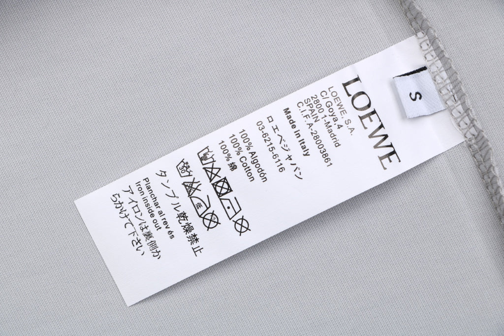 Loewe Anagram Pocket Colorblock Floral Logo Embroidered Short Sleeve Tee — Light Grey
