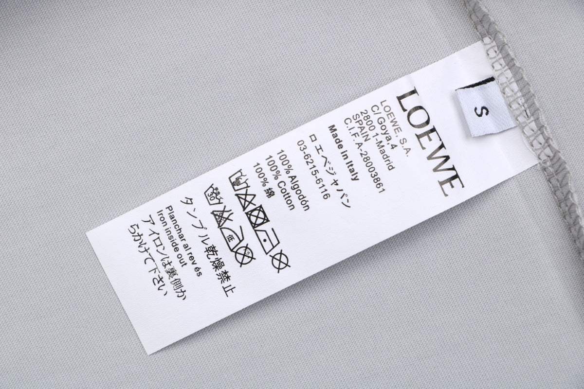 Loewe Anagram Pocket Colorblock Floral Logo Embroidered Short Sleeve Tee — Light Grey