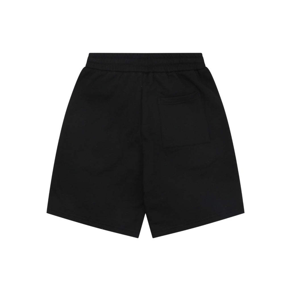 Celine Oversized Wordmark Logo Print Drawstring Shorts — Black