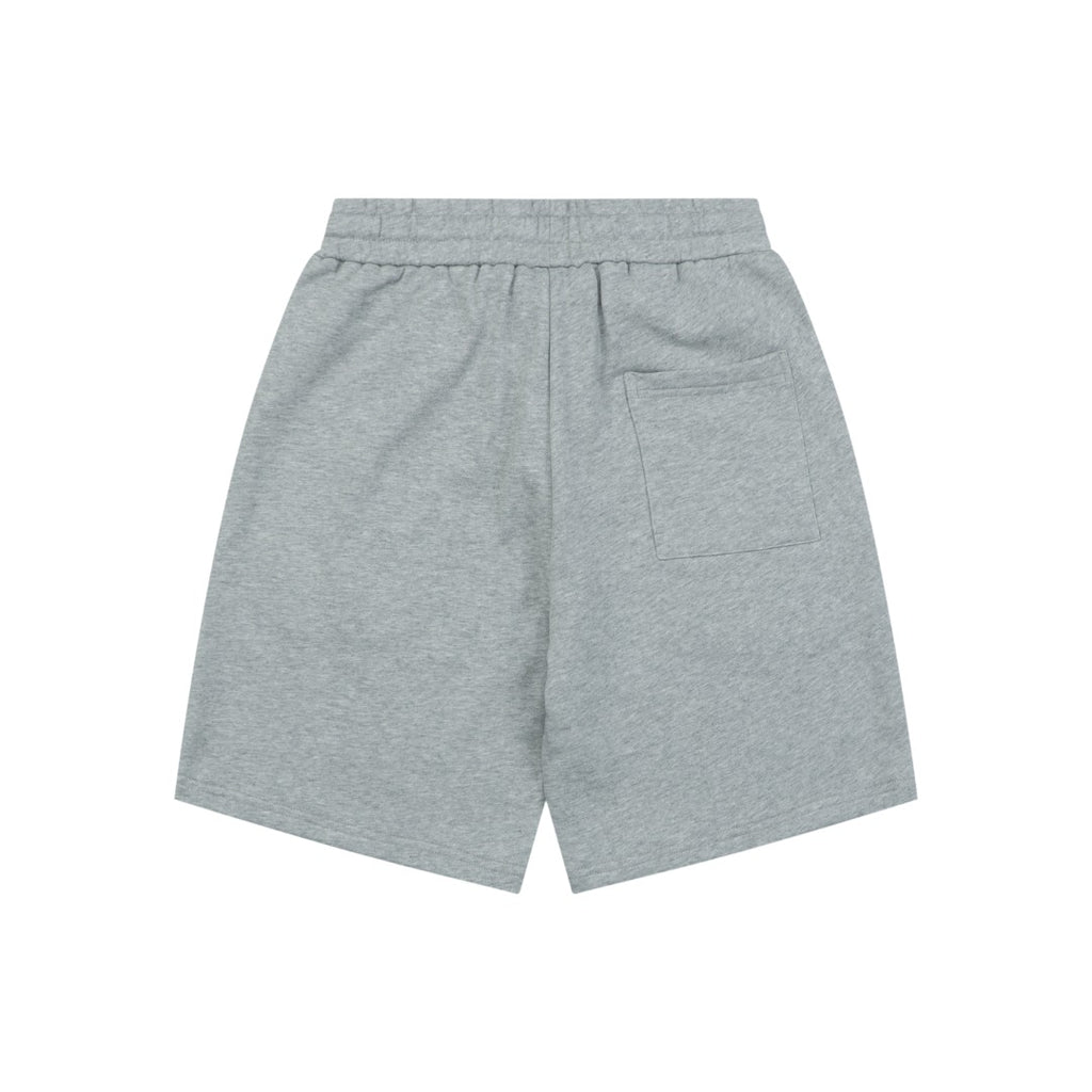 Celine Oversized Wordmark Logo Print Drawstring Shorts — Grey