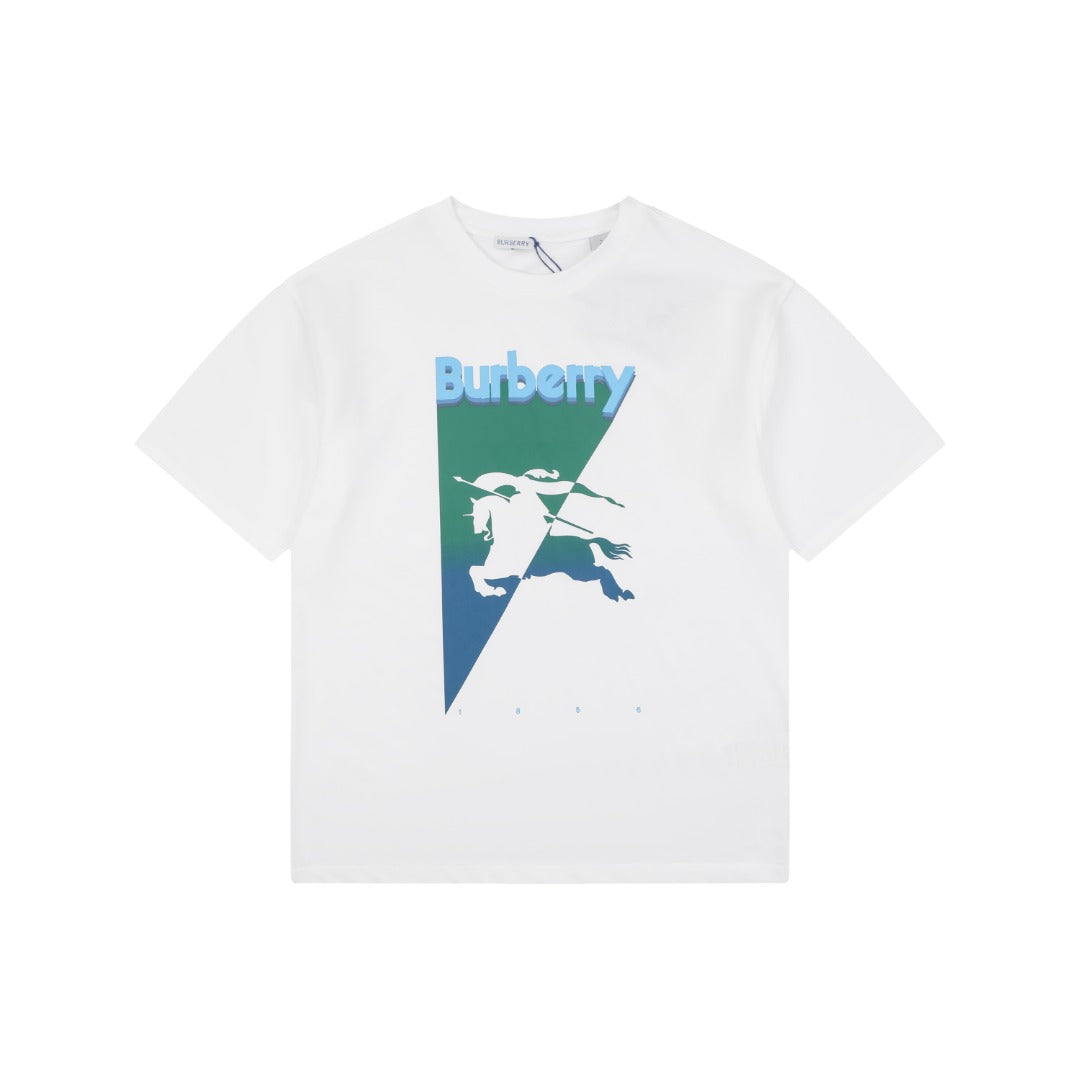 Burberry Inverted Triangle Gradient Equestrian Knight Graphic Short Sleeve Tee White