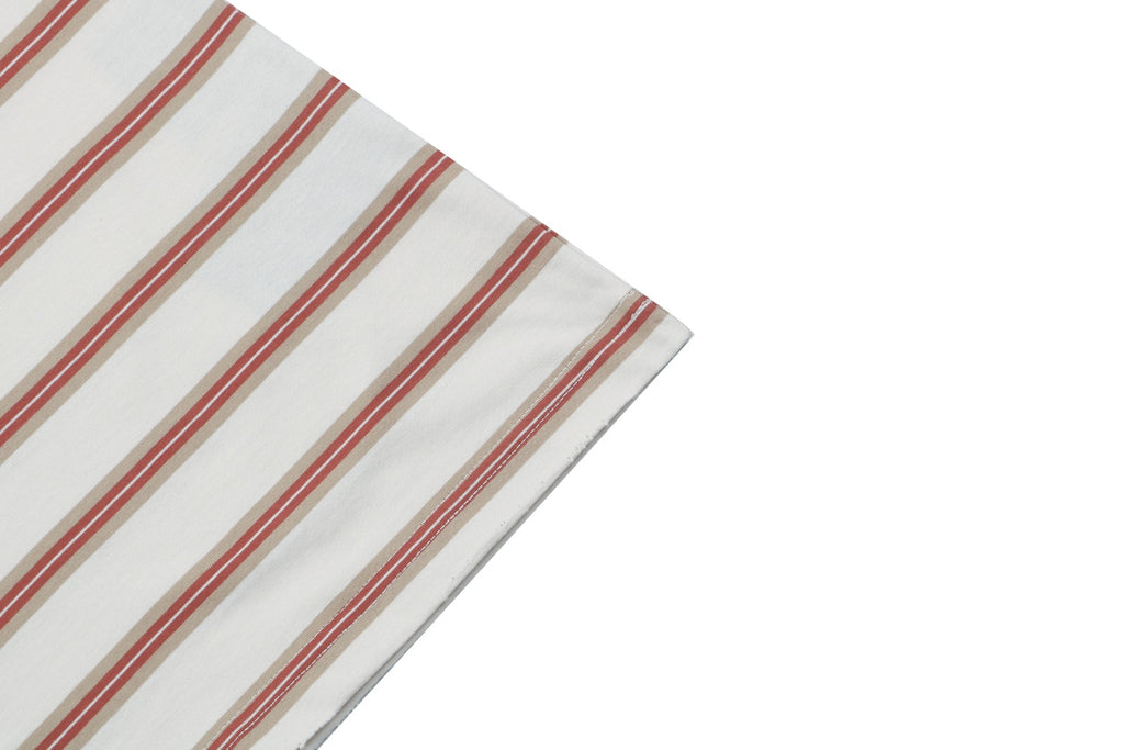 Prada Cream Base Brown Red Stripe Short Sleeve Tee
