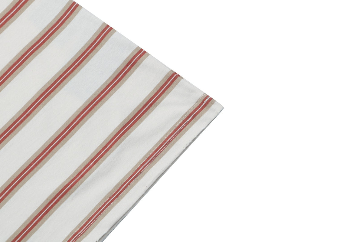 Prada Cream Base Brown Red Stripe Short Sleeve Tee