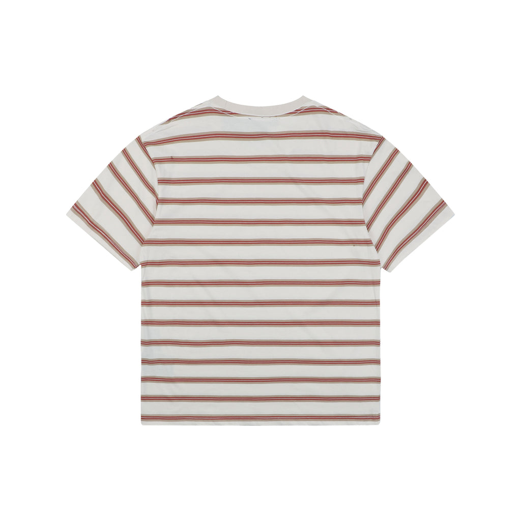 Prada Cream Base Brown Red Stripe Short Sleeve Tee
