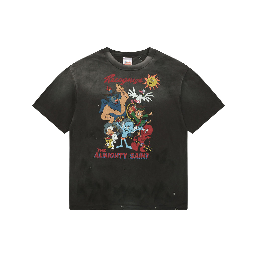 Saint Michael The Almighty Saint Cartoon Spirits Graphic Short Sleeve Tee