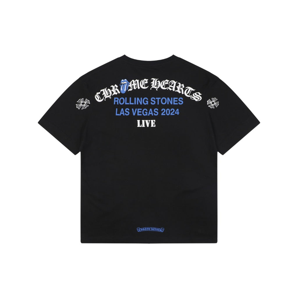 Chrome Hearts x Rolling Stones Las Vegas 2024 Live Graphic Short Sleeve Tee Black