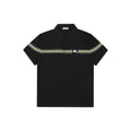 Burberry Equestrian Knight Stripe Embroidered Polo Short Sleeve Shirt Black