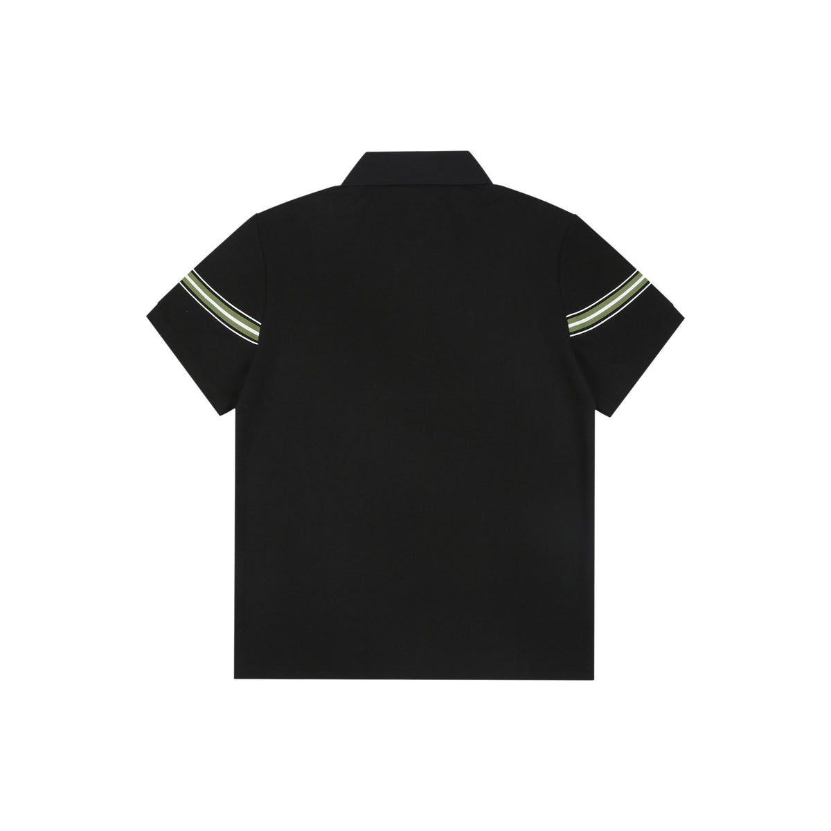 Burberry Equestrian Knight Stripe Embroidered Polo Short Sleeve Shirt Black