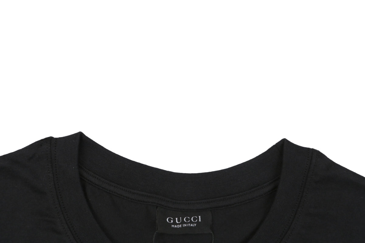 Gucci Laurel Wreath Knight Crest Logo Graphic Short Sleeve Tee Black