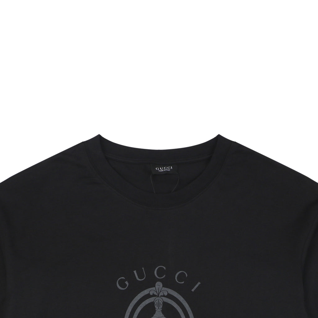 Gucci Laurel Wreath Knight Crest Logo Graphic Short Sleeve Tee Black