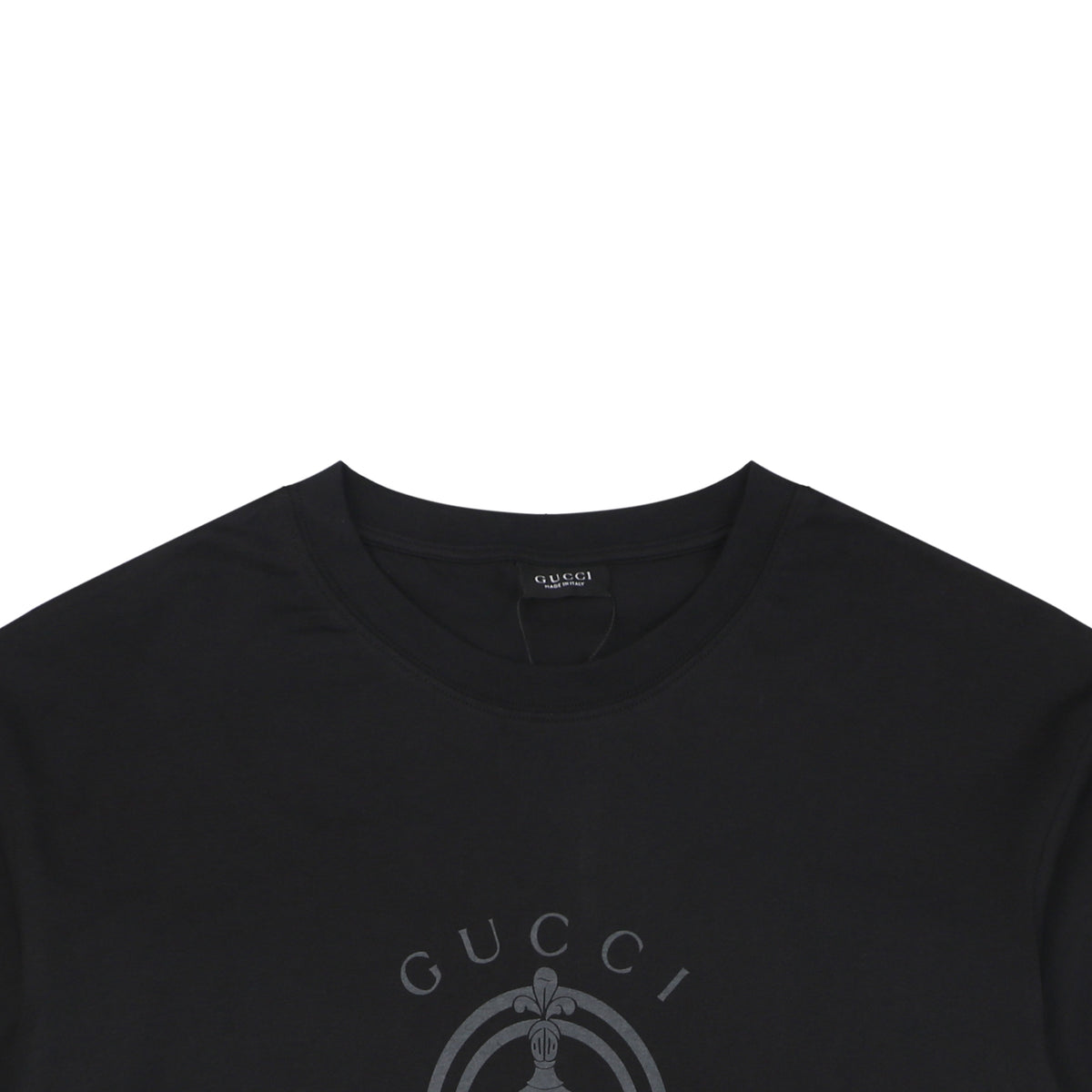 Gucci Laurel Wreath Knight Crest Logo Graphic Short Sleeve Tee Black
