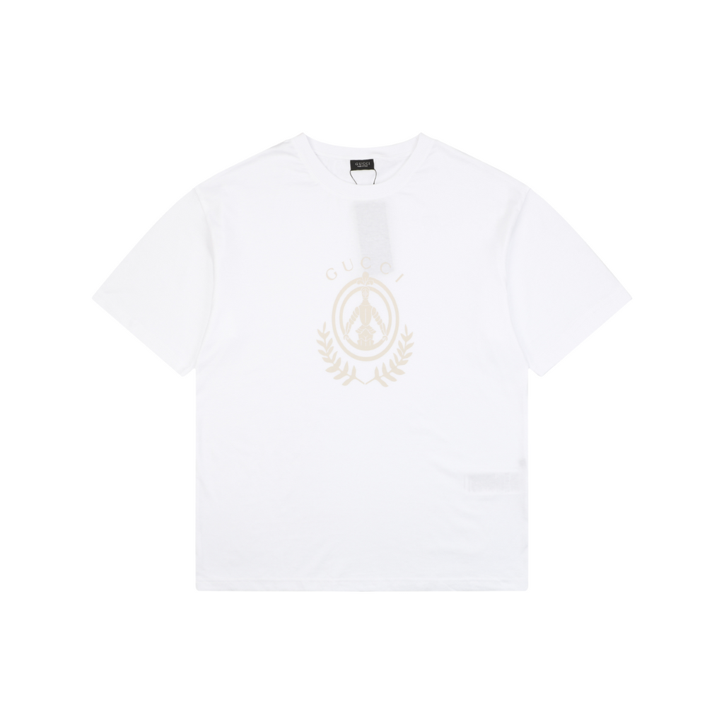 Gucci Laurel Wreath Knight Crest Logo Graphic Short Sleeve Tee White