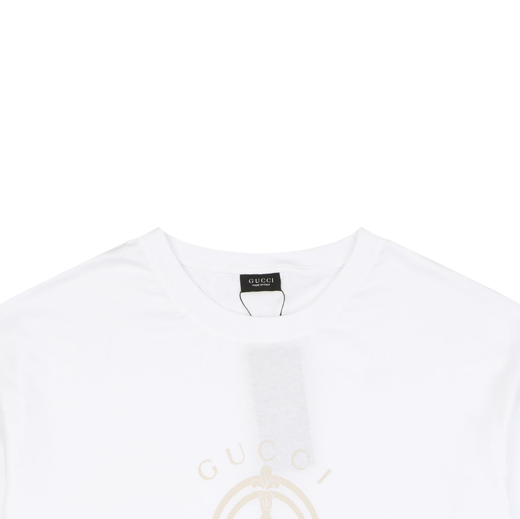 Gucci Laurel Wreath Knight Crest Logo Graphic Short Sleeve Tee White