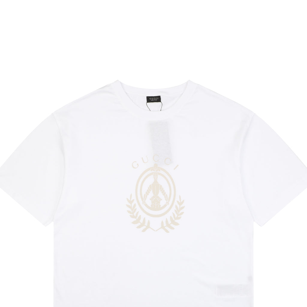 Gucci Laurel Wreath Knight Crest Logo Graphic Short Sleeve Tee White