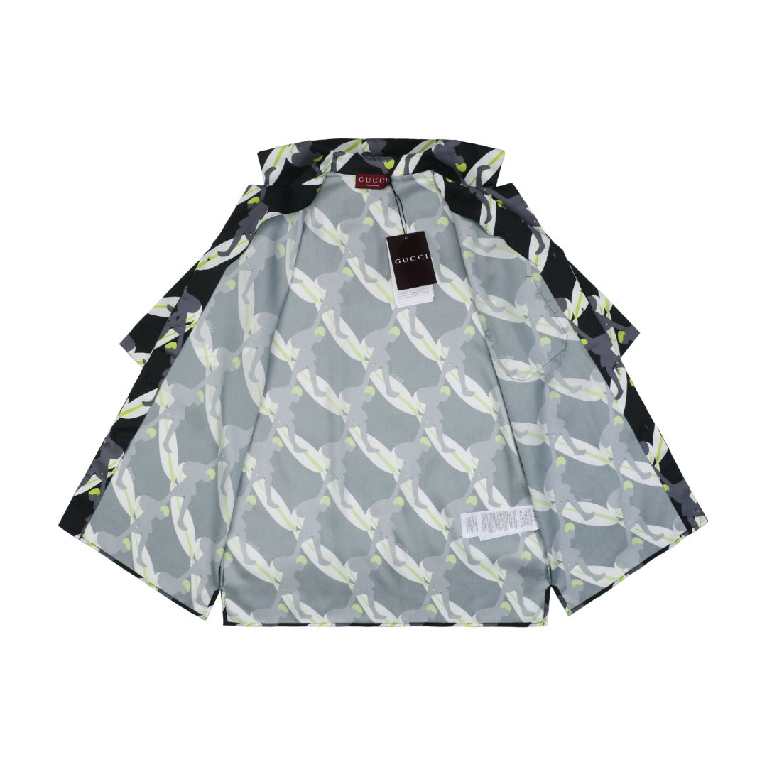 Gucci 25SS Surfer Allover Print Short Sleeve Camp Collar Shirt