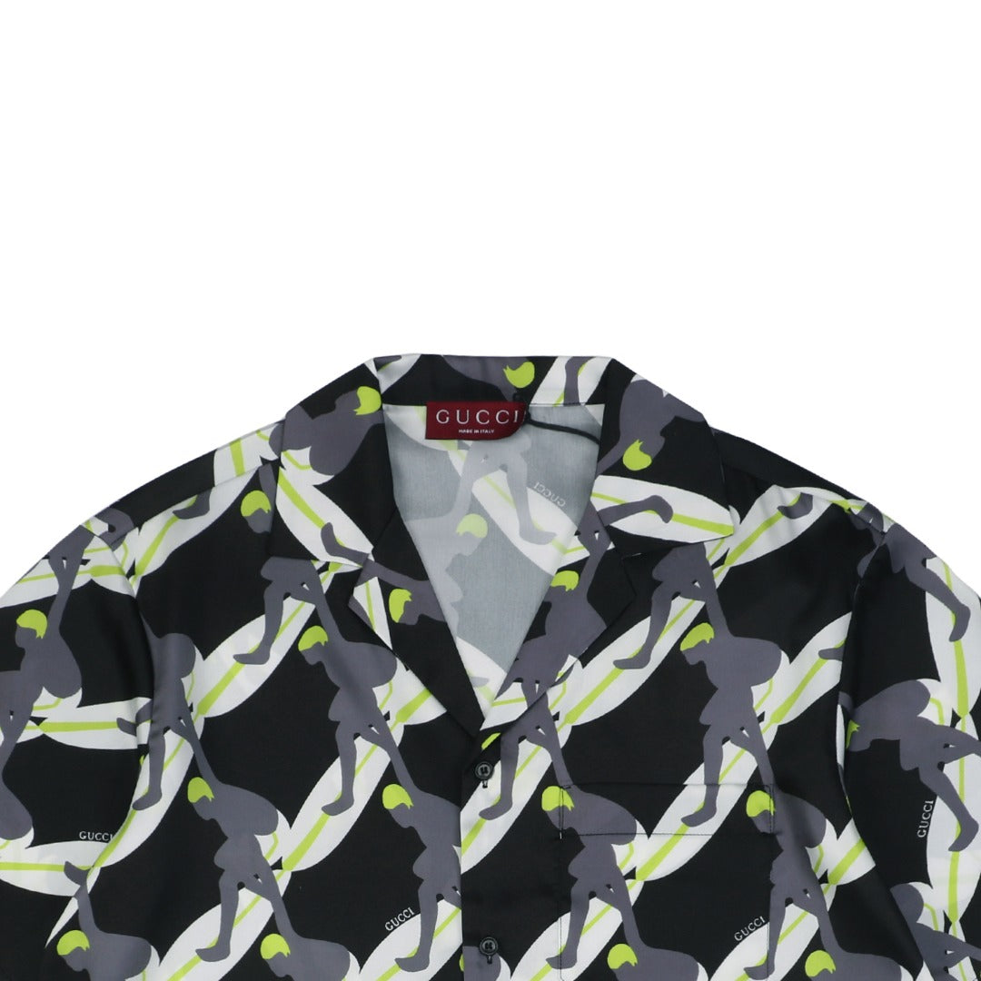 Gucci 25SS Surfer Allover Print Short Sleeve Camp Collar Shirt