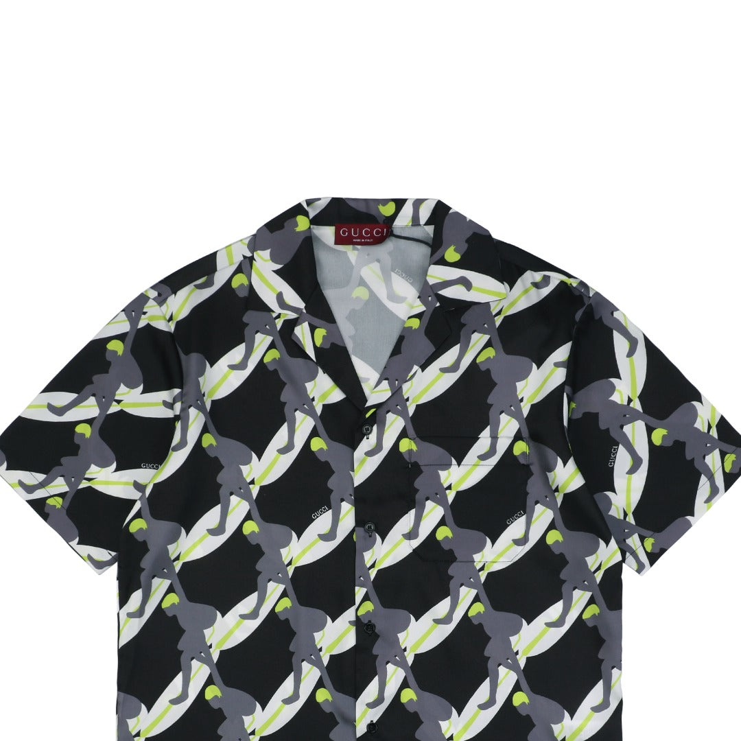 Gucci 25SS Surfer Allover Print Short Sleeve Camp Collar Shirt