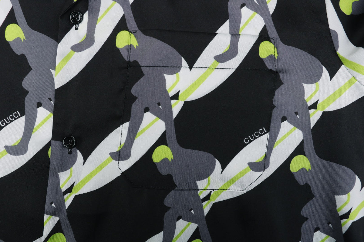Gucci 25SS Surfer Allover Print Short Sleeve Camp Collar Shirt