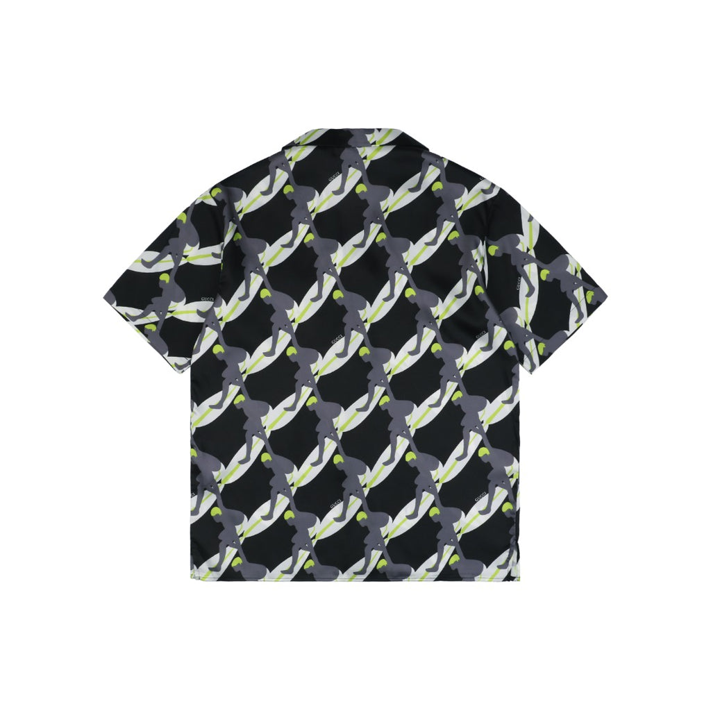 Gucci 25SS Surfer Allover Print Short Sleeve Camp Collar Shirt