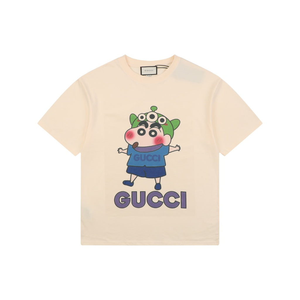 Gucci Three-Eyed Crayon Shin-Chan Cartoon Graphic Short Sleeve Tee Cream