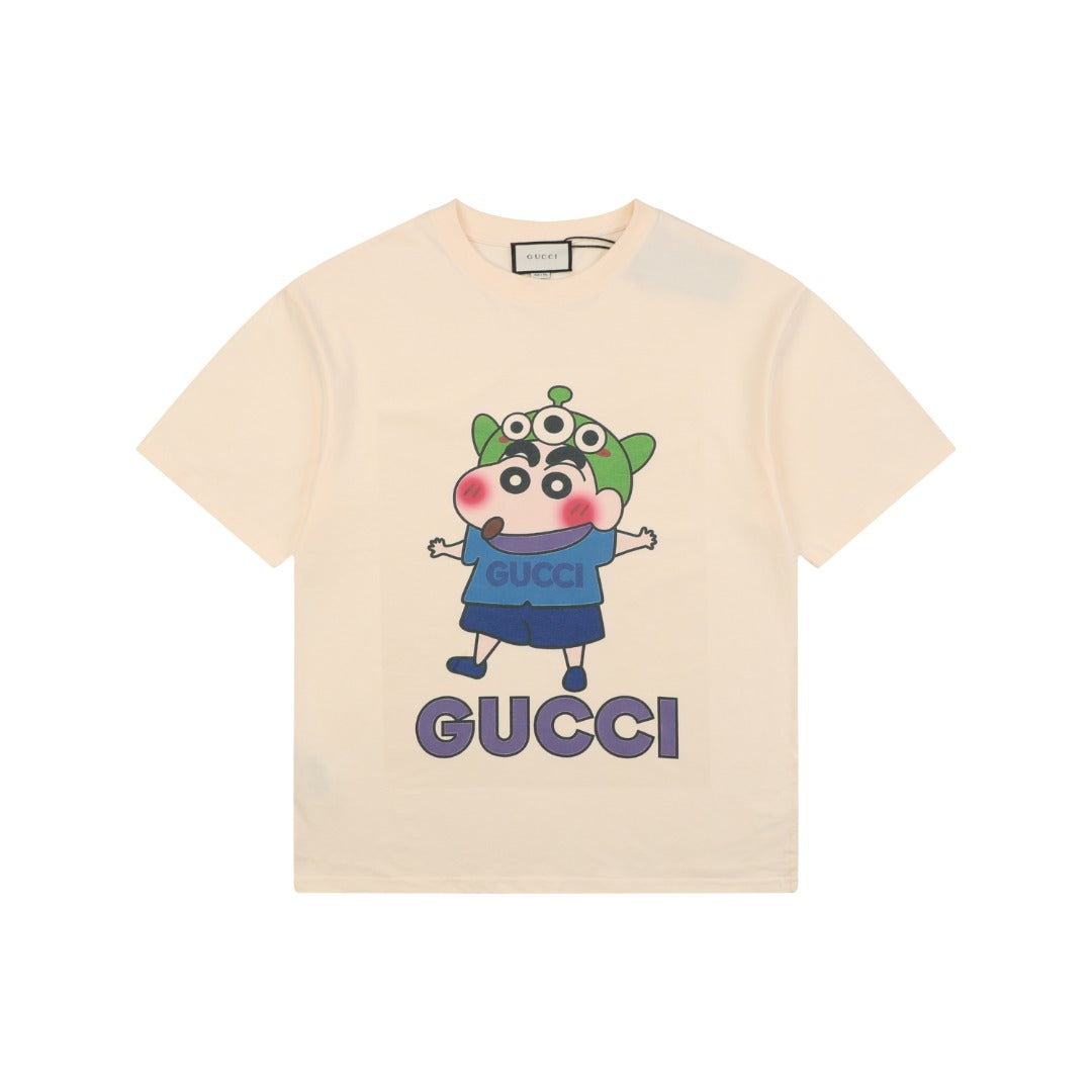 Gucci Three-Eyed Crayon Shin-Chan Cartoon Graphic Short Sleeve Tee Cream