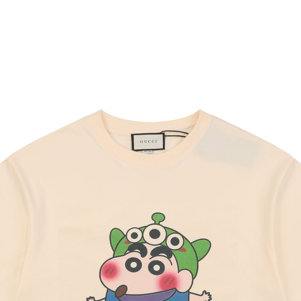 Gucci Three-Eyed Crayon Shin-Chan Cartoon Graphic Short Sleeve Tee Cream
