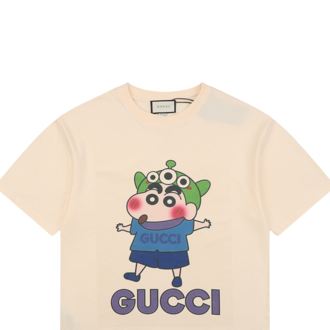 Gucci Three-Eyed Crayon Shin-Chan Cartoon Graphic Short Sleeve Tee Cream