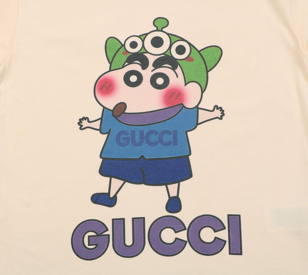 Gucci Three-Eyed Crayon Shin-Chan Cartoon Graphic Short Sleeve Tee Cream