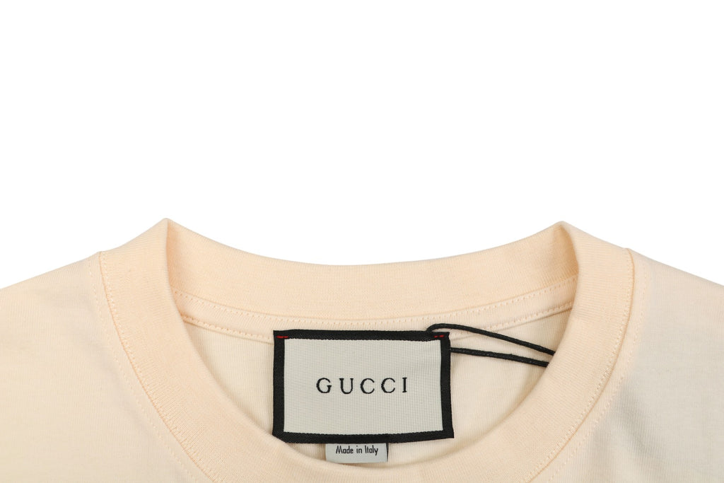 Gucci Meow Fun Time Cat Car Cartoon Graphic Short Sleeve Tee Cream