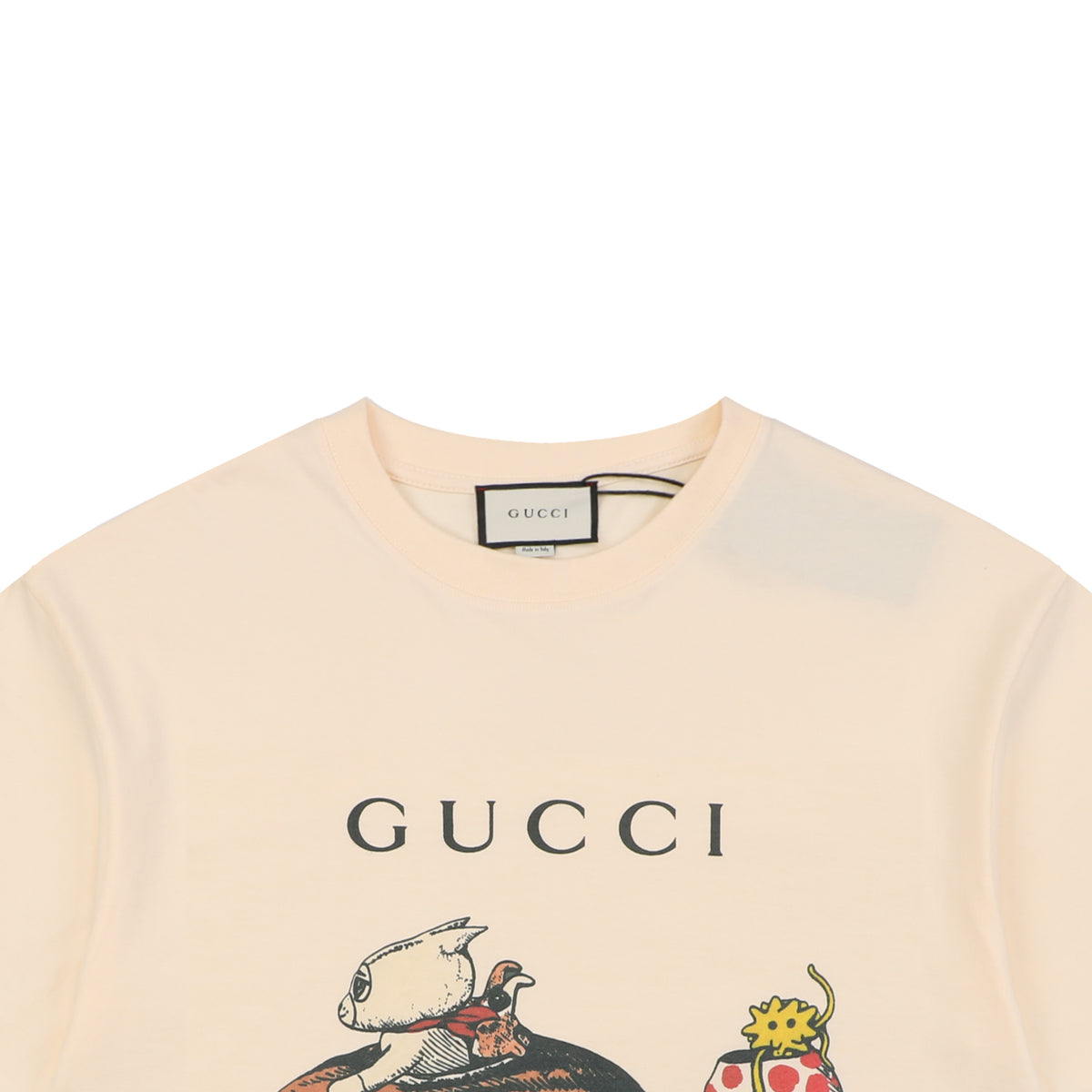 Gucci Meow Fun Time Cat Car Cartoon Graphic Short Sleeve Tee Cream