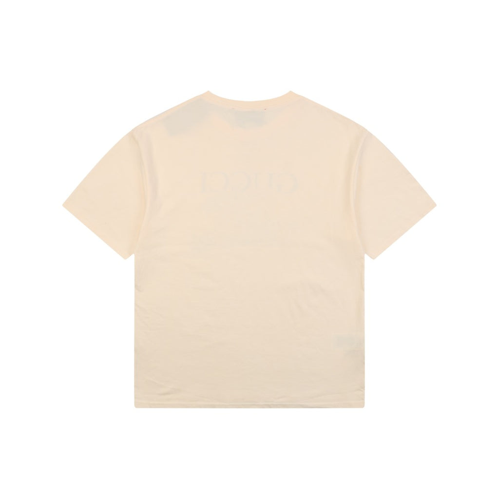 Gucci Meow Fun Time Cat Car Cartoon Graphic Short Sleeve Tee Cream