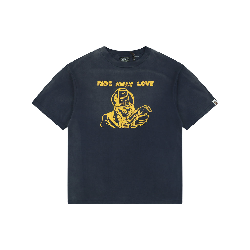 Saint Michael Fade Away Love Ape Demon Graphic Short Sleeve Tee Navy