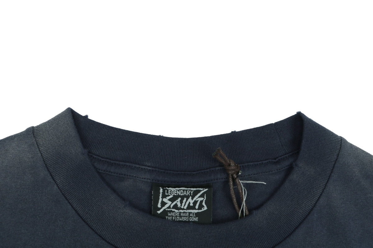 Saint Michael Fade Away Love Ape Demon Graphic Short Sleeve Tee Navy