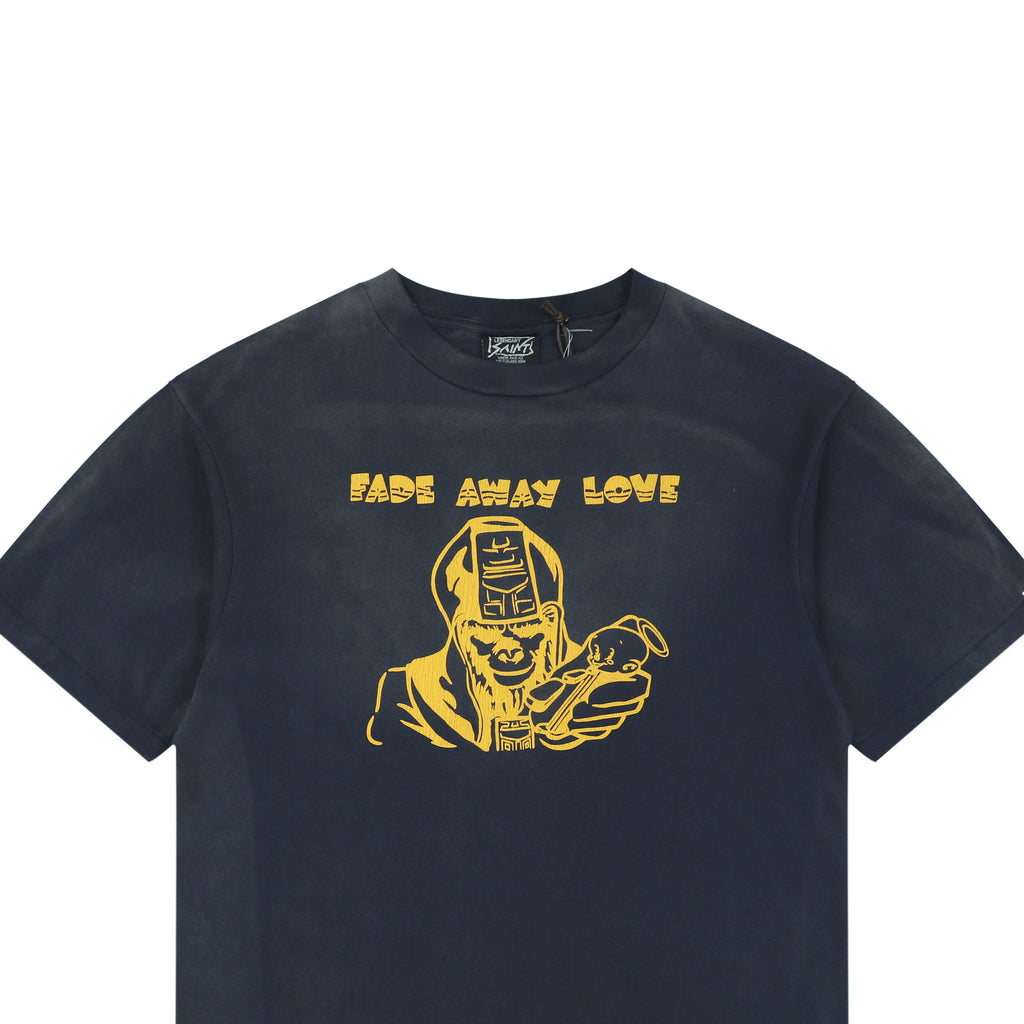Saint Michael Fade Away Love Ape Demon Graphic Short Sleeve Tee Navy