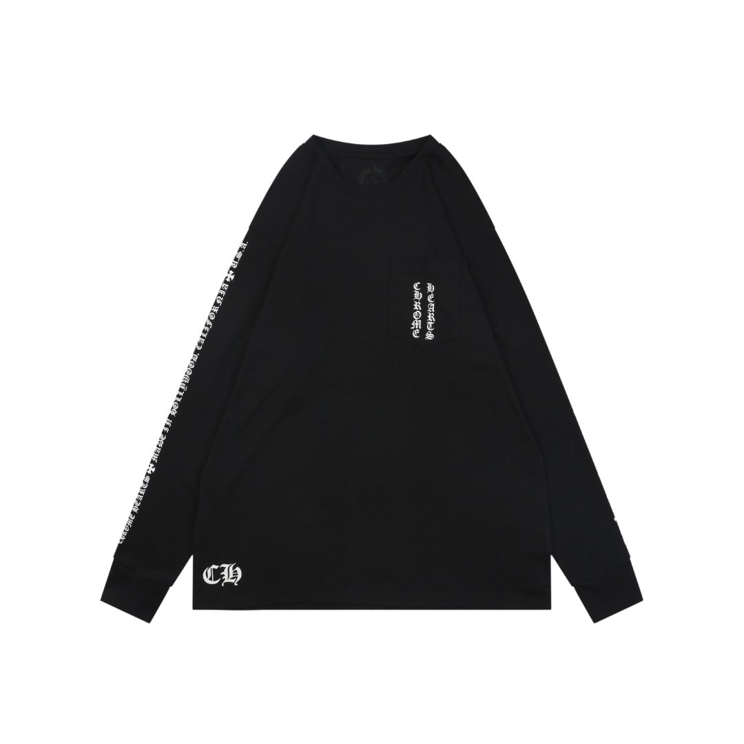 Chrome Hearts Large Floral Cross Graphic Long Sleeve Tee Black