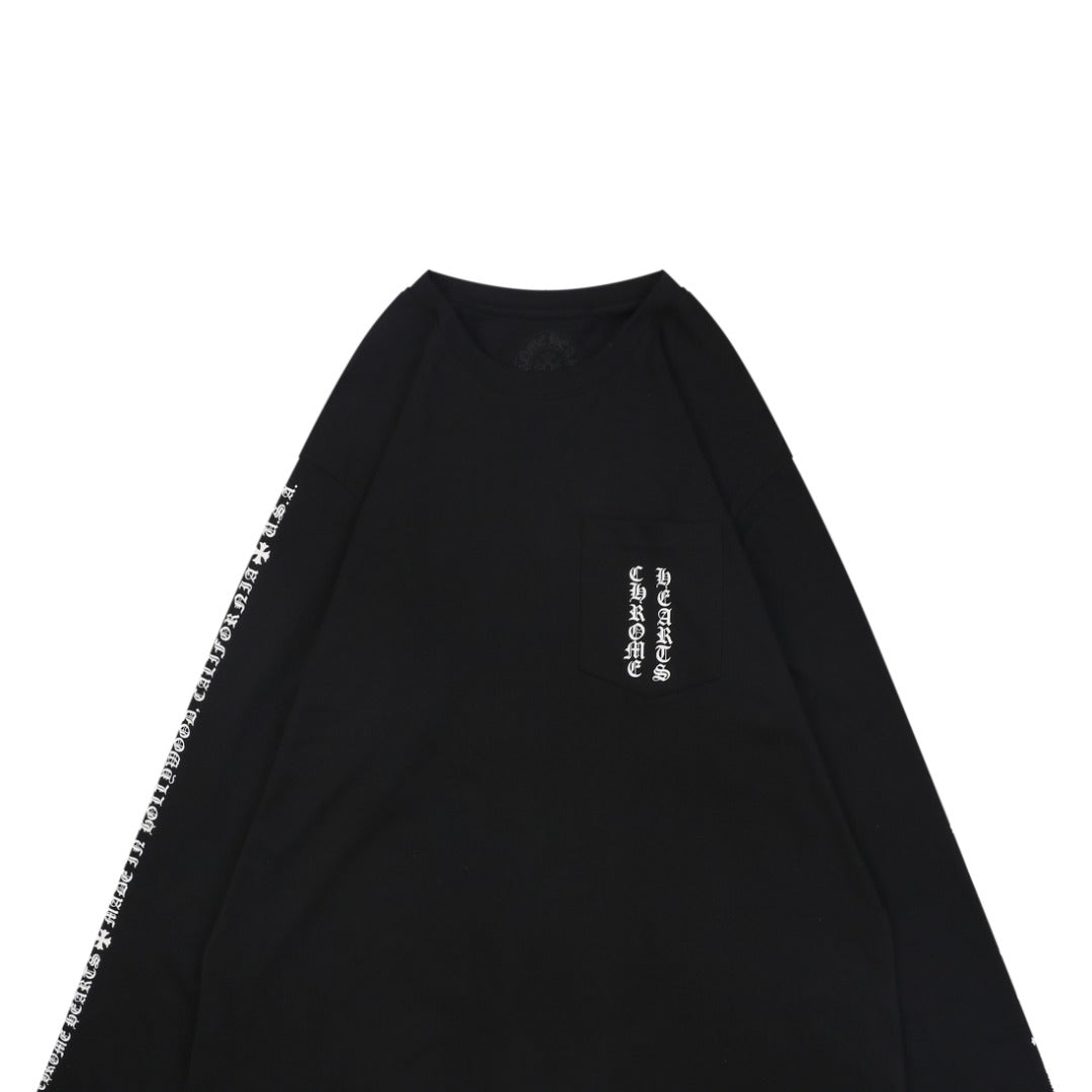 Chrome Hearts Large Floral Cross Graphic Long Sleeve Tee Black