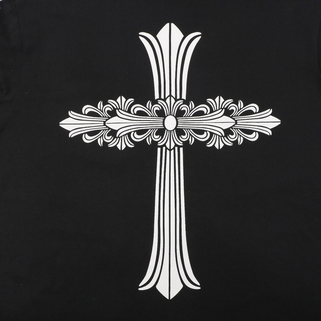 Chrome Hearts Large Floral Cross Graphic Long Sleeve Tee Black