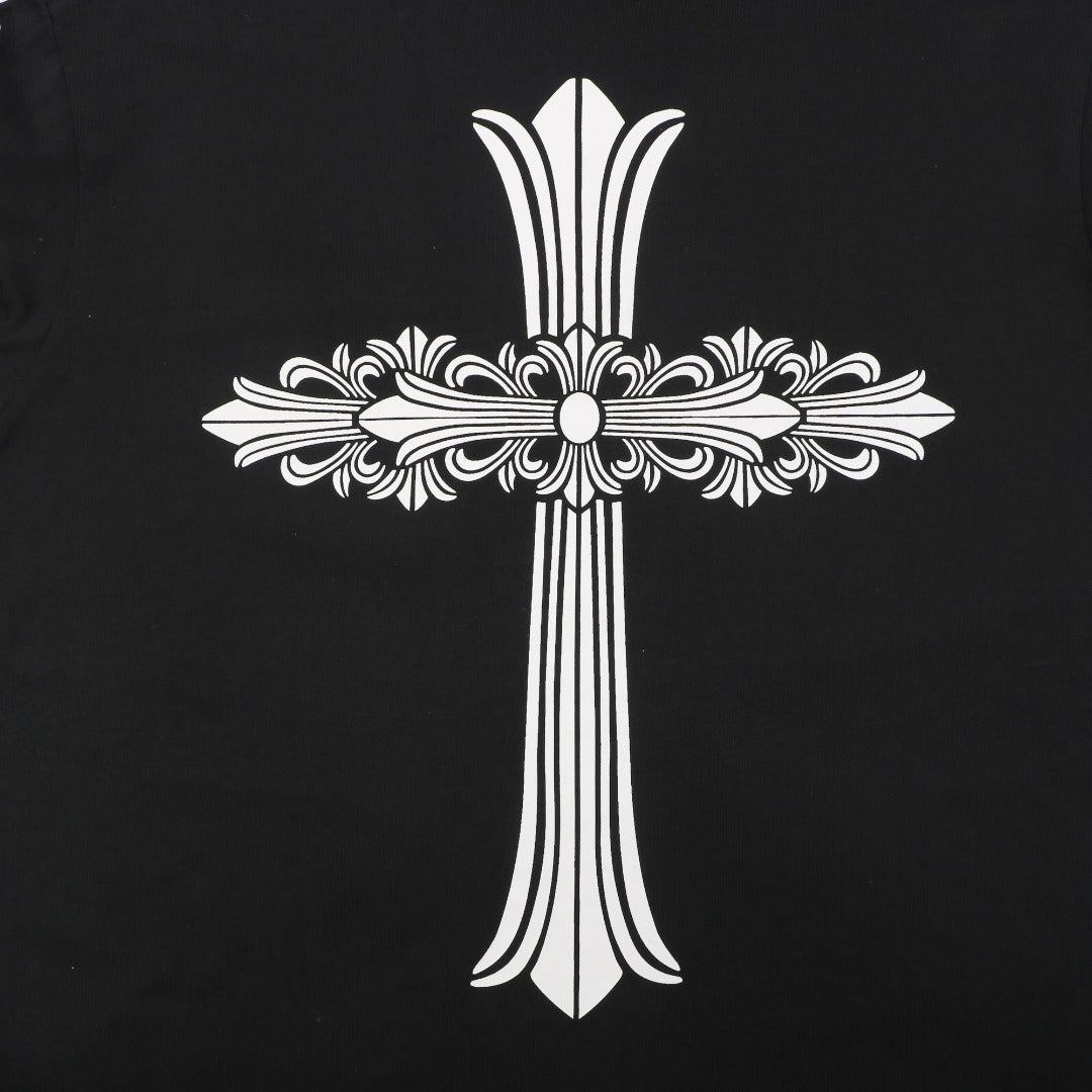Chrome Hearts Large Floral Cross Graphic Long Sleeve Tee Black