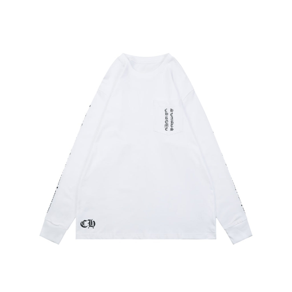 Chrome Hearts Large Floral Cross Graphic Long Sleeve Tee White