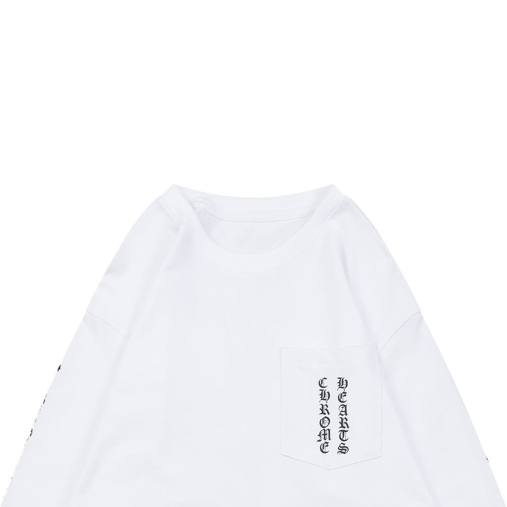 Chrome Hearts Large Floral Cross Graphic Long Sleeve Tee White