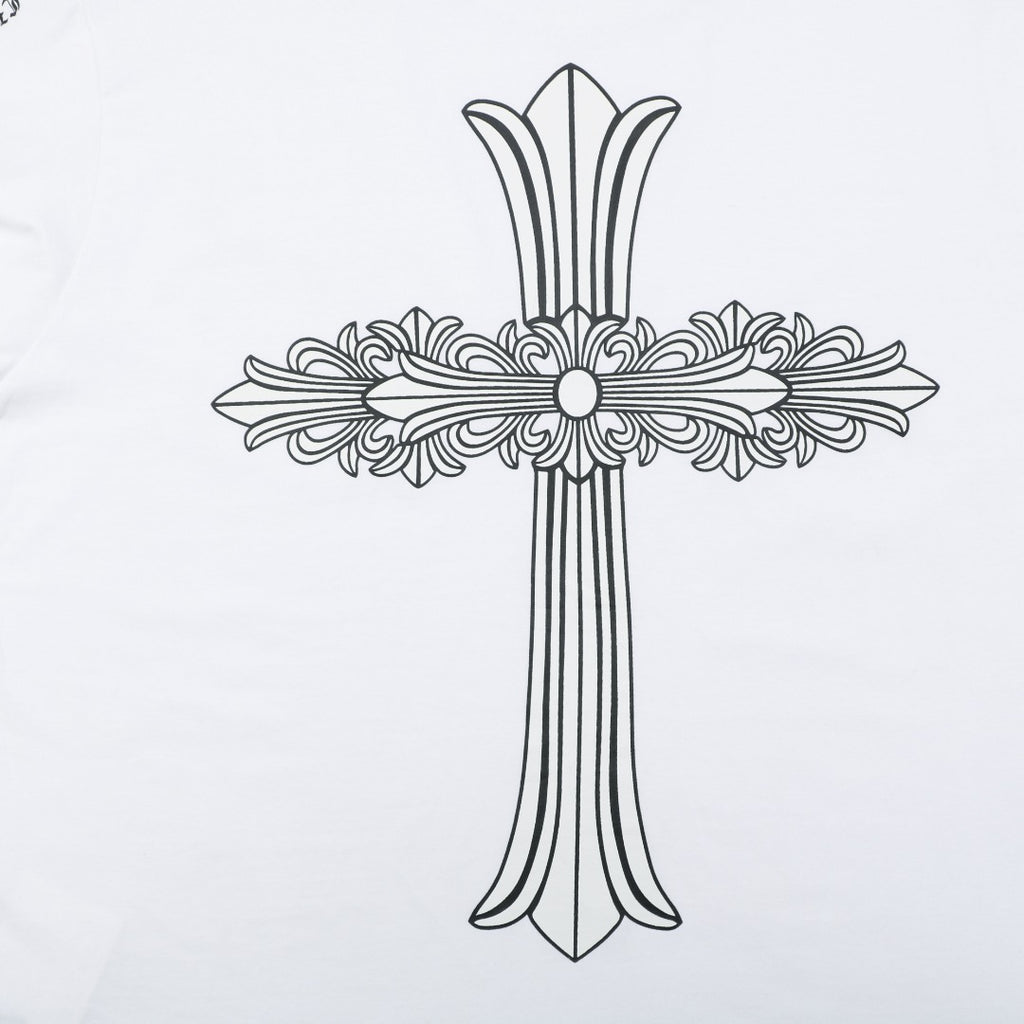 Chrome Hearts Large Floral Cross Graphic Long Sleeve Tee White
