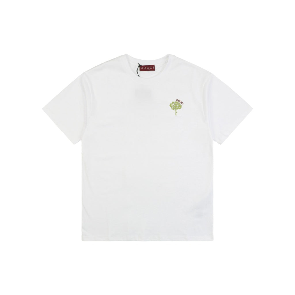 Gucci 25SS Floral G Letter Embroidered Short Sleeve Tee White