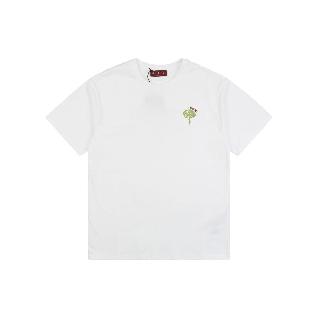 Gucci 25SS Floral G Letter Embroidered Short Sleeve Tee White